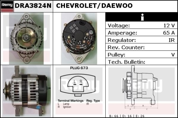 DELCO REMY Генератор DRA3824N